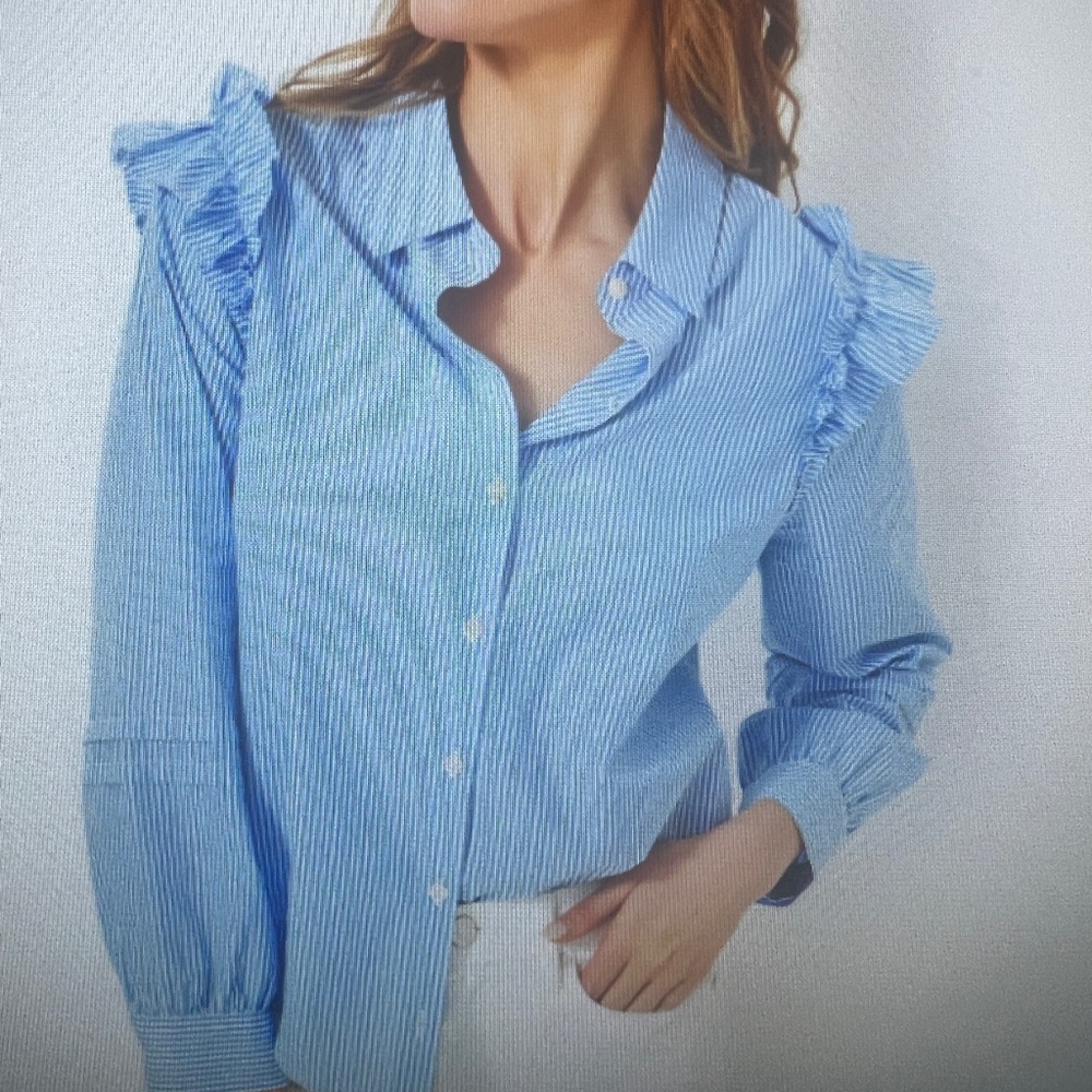 NWT Lilly Pulitzer Lowe Top Blue Stream Locale Stripe S